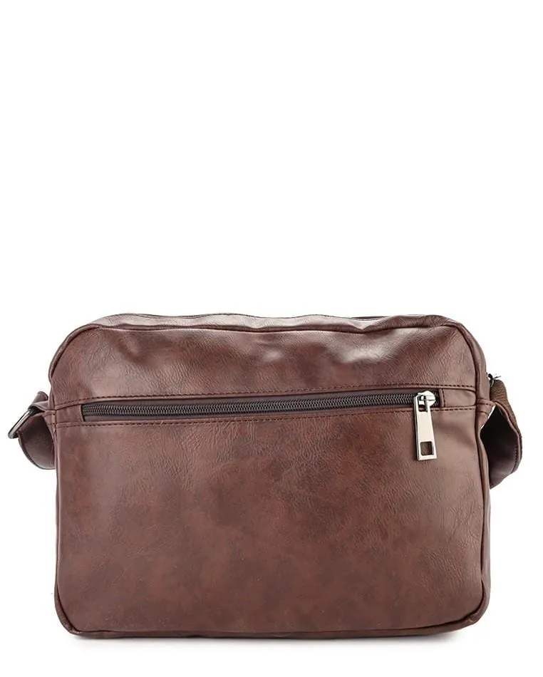 Distressed Leather EDC Crossbody Bag - Dark Brown