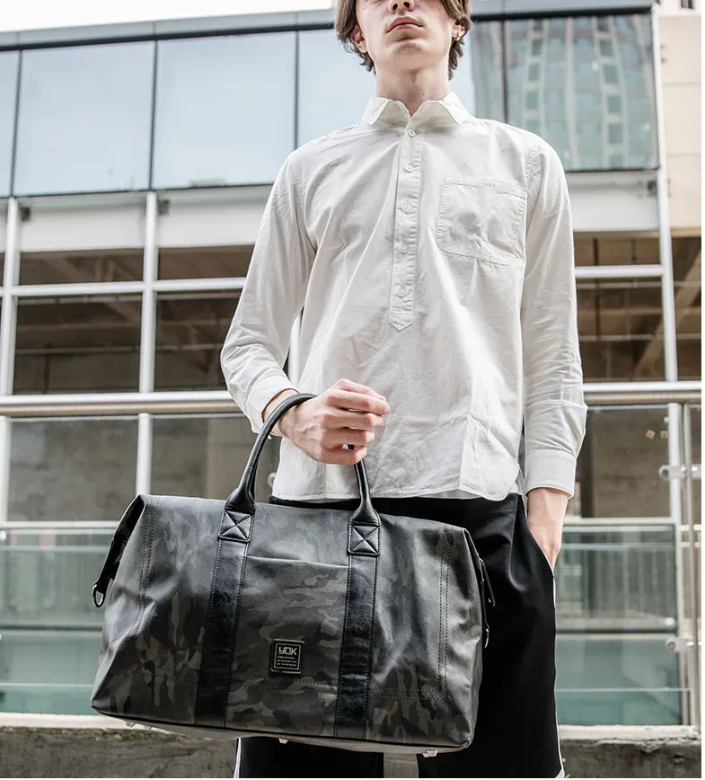 DRACONITE CAMOUFLAGE CASUAL WATERPROOF PU LEATHER SHOULDER TRAVEL BAG