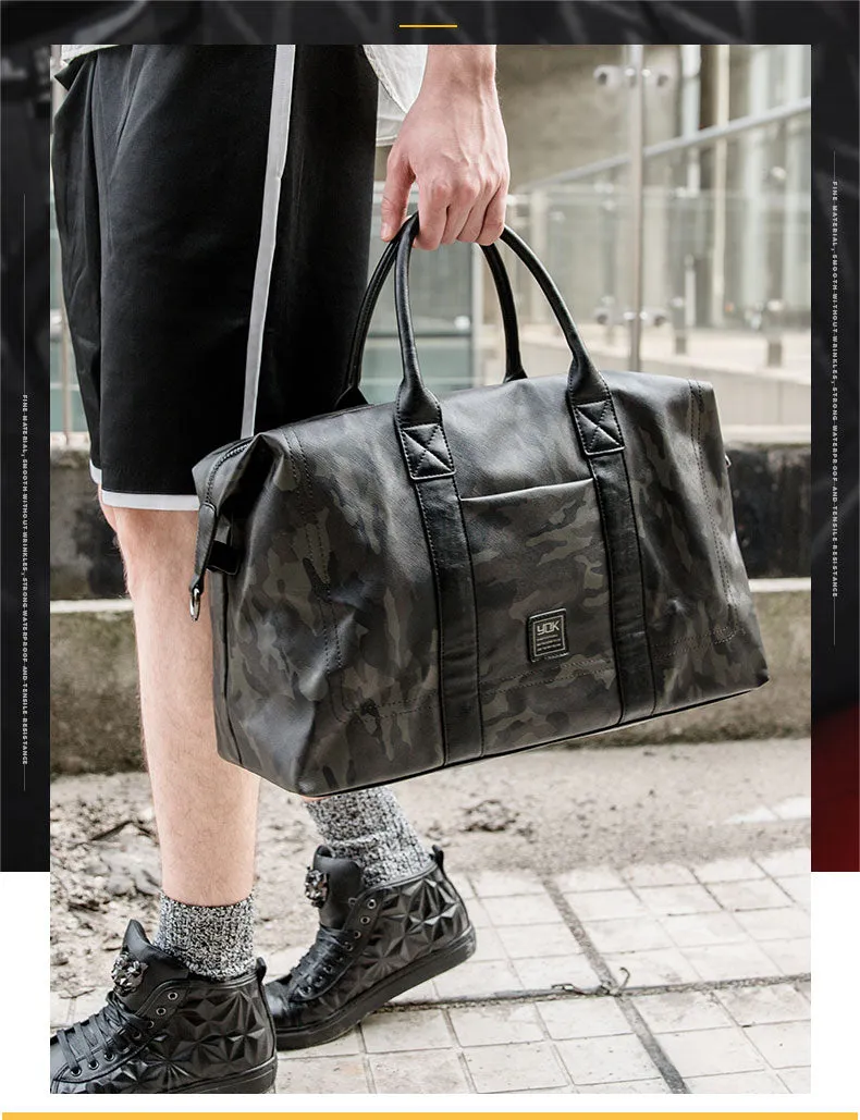 DRACONITE CAMOUFLAGE CASUAL WATERPROOF PU LEATHER SHOULDER TRAVEL BAG