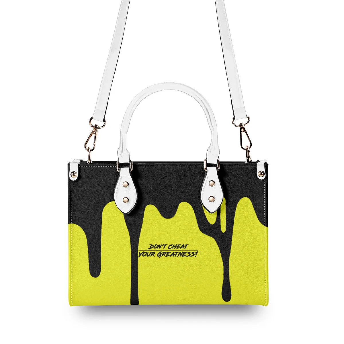 DRIP LO Black Logo & Yellow  Multiple Sizes Upgraded Luxury Women PU Leather Handbag