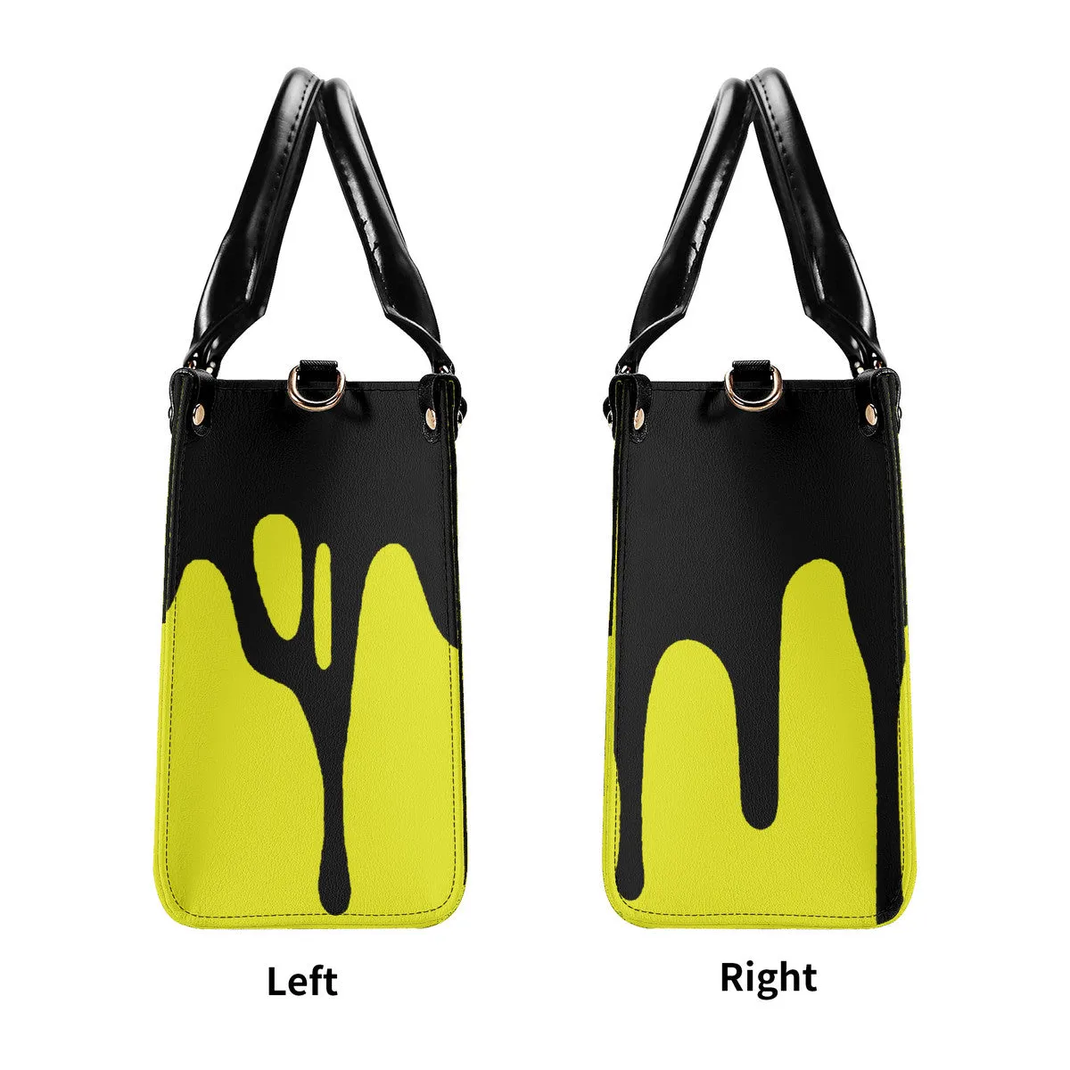 DRIP LO Black Logo & Yellow  Multiple Sizes Upgraded Luxury Women PU Leather Handbag