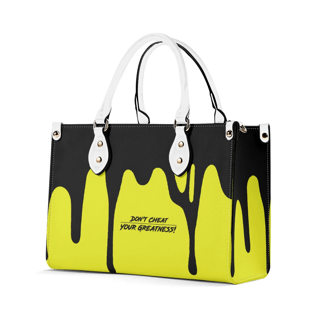 DRIP LO Black Logo & Yellow  Multiple Sizes Upgraded Luxury Women PU Leather Handbag