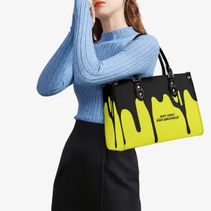 DRIP LO Black Logo & Yellow  Multiple Sizes Upgraded Luxury Women PU Leather Handbag