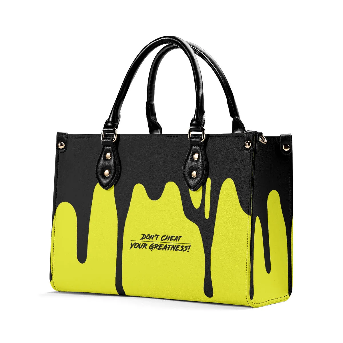 DRIP LO Black Logo & Yellow  Multiple Sizes Upgraded Luxury Women PU Leather Handbag