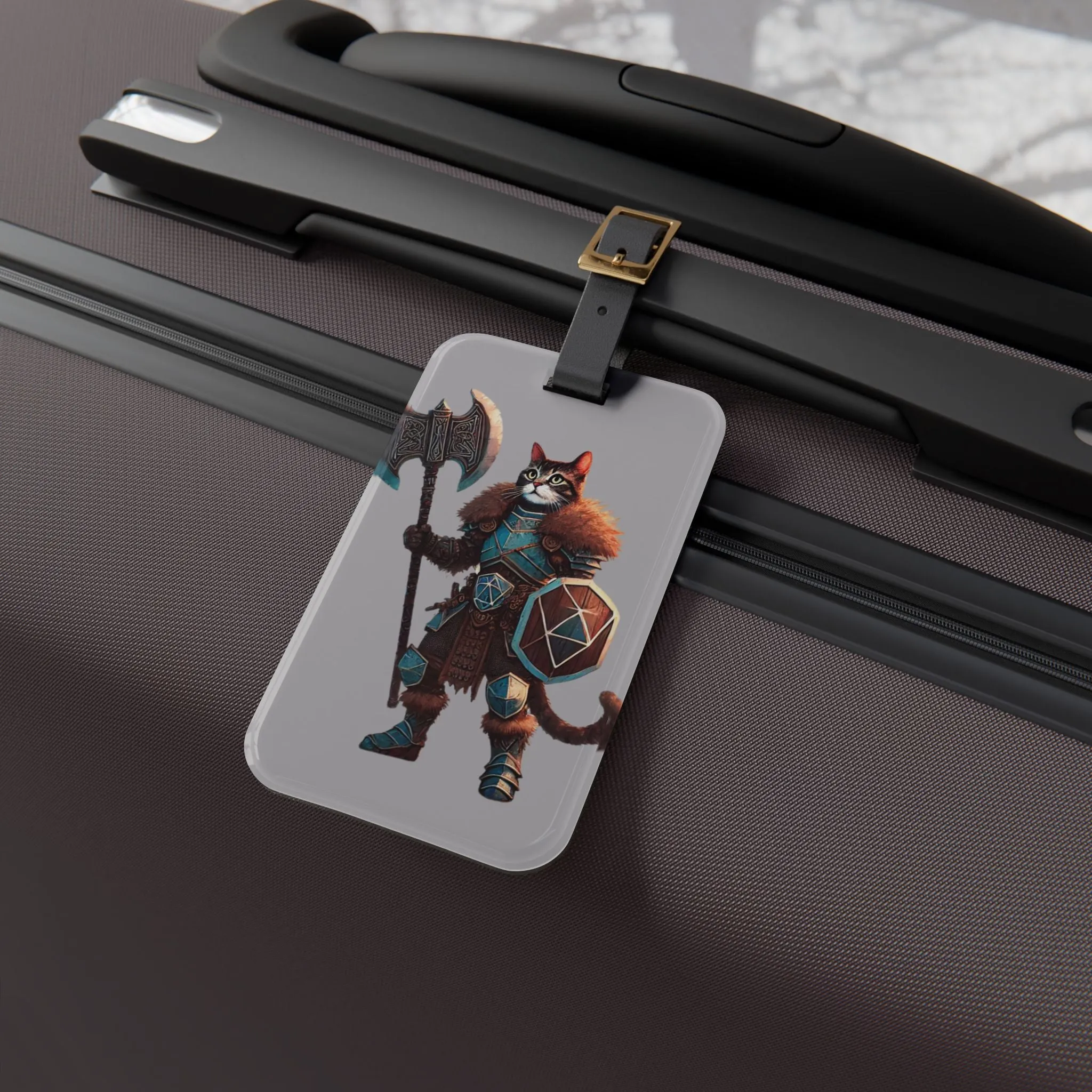 Dungeons and Dragons - Cat Warrior - Luggage Tag - Travel Gift