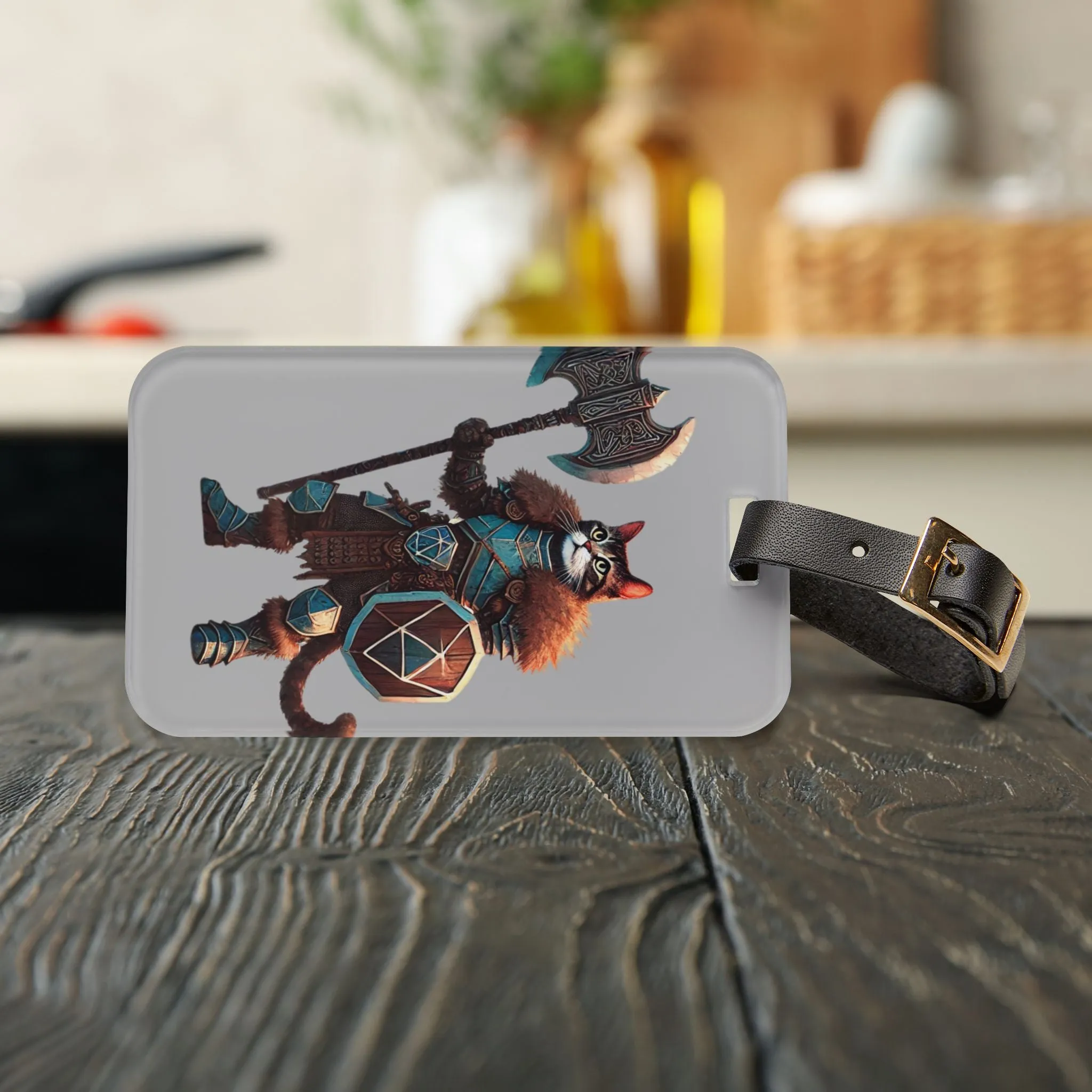 Dungeons and Dragons - Cat Warrior - Luggage Tag - Travel Gift