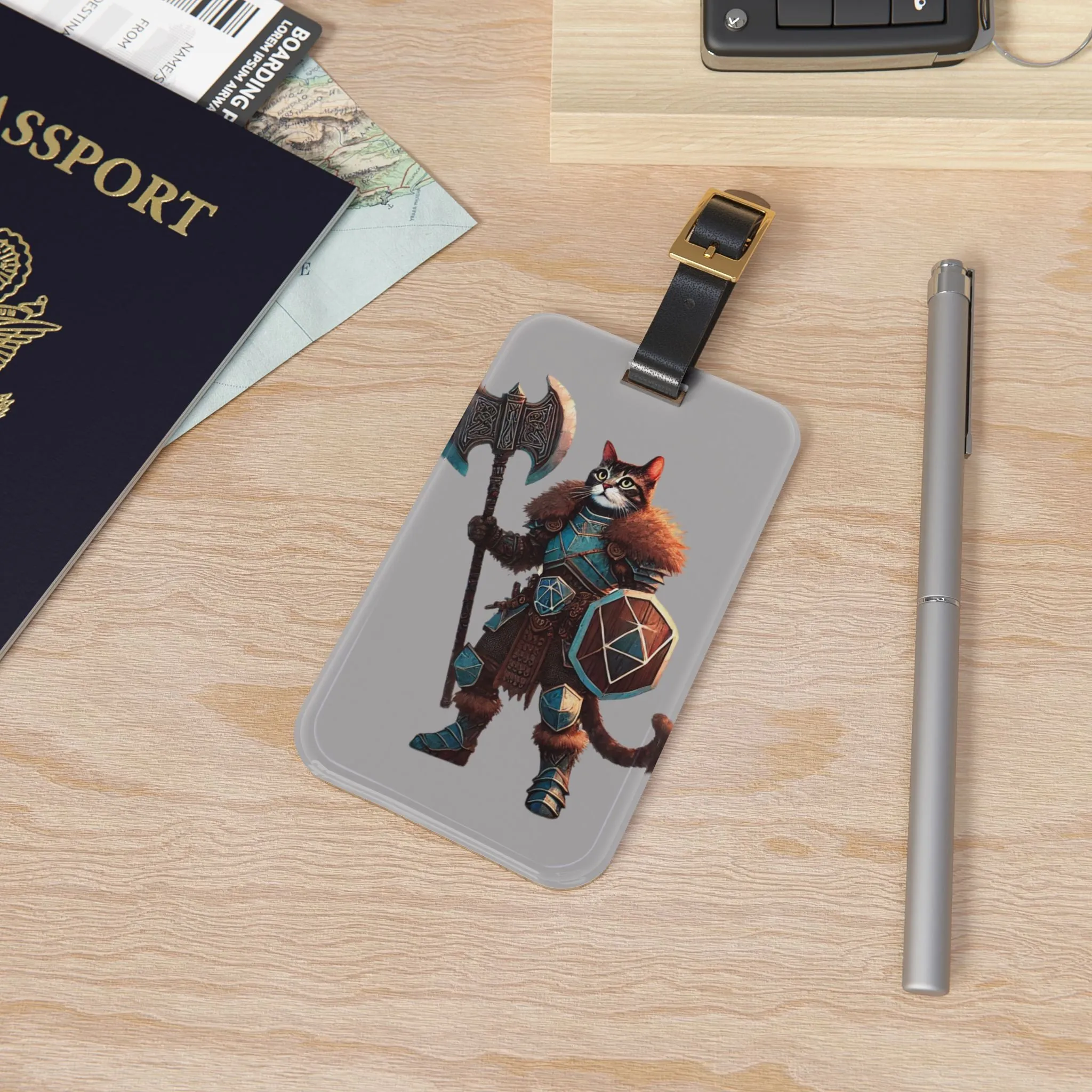 Dungeons and Dragons - Cat Warrior - Luggage Tag - Travel Gift