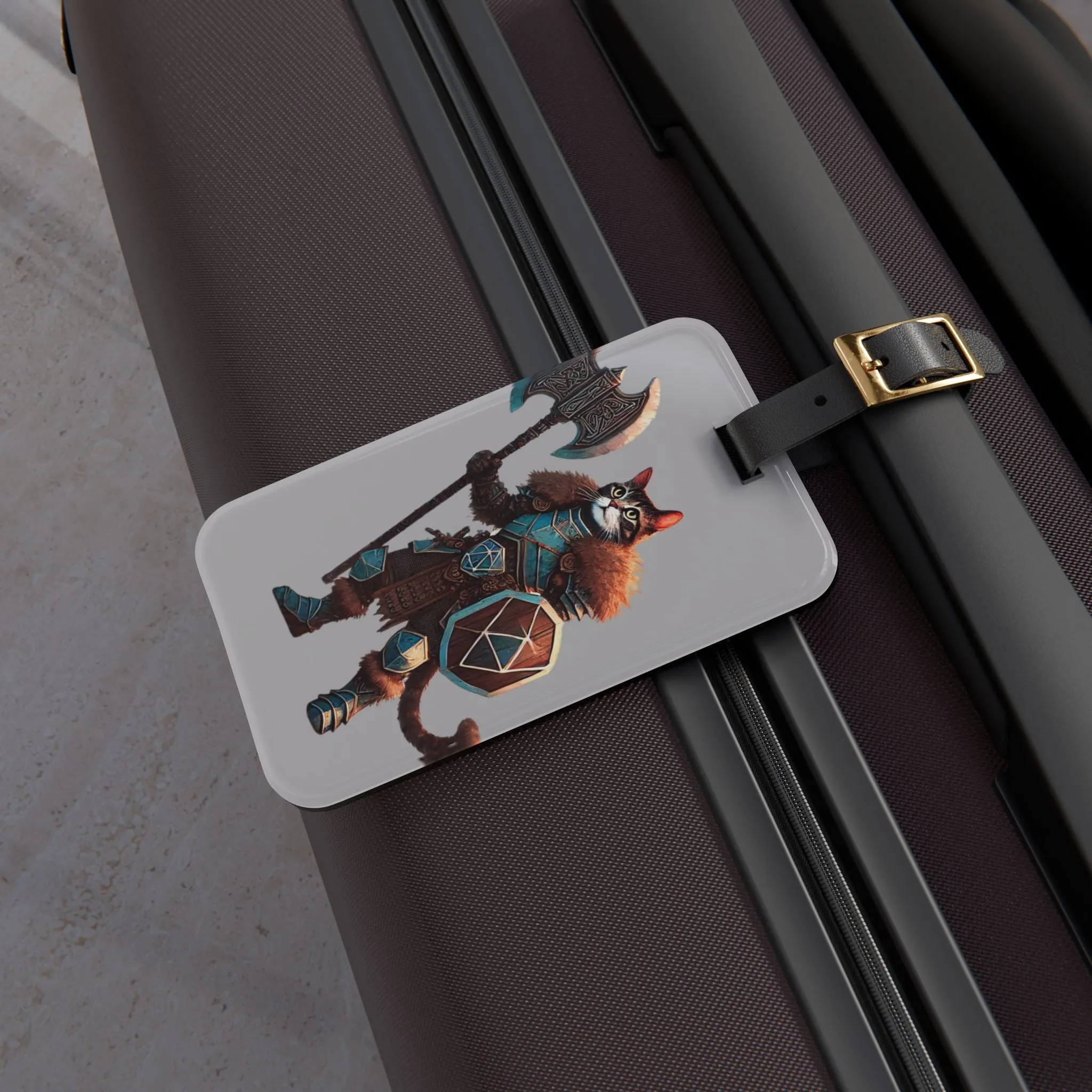 Dungeons and Dragons - Cat Warrior - Luggage Tag - Travel Gift