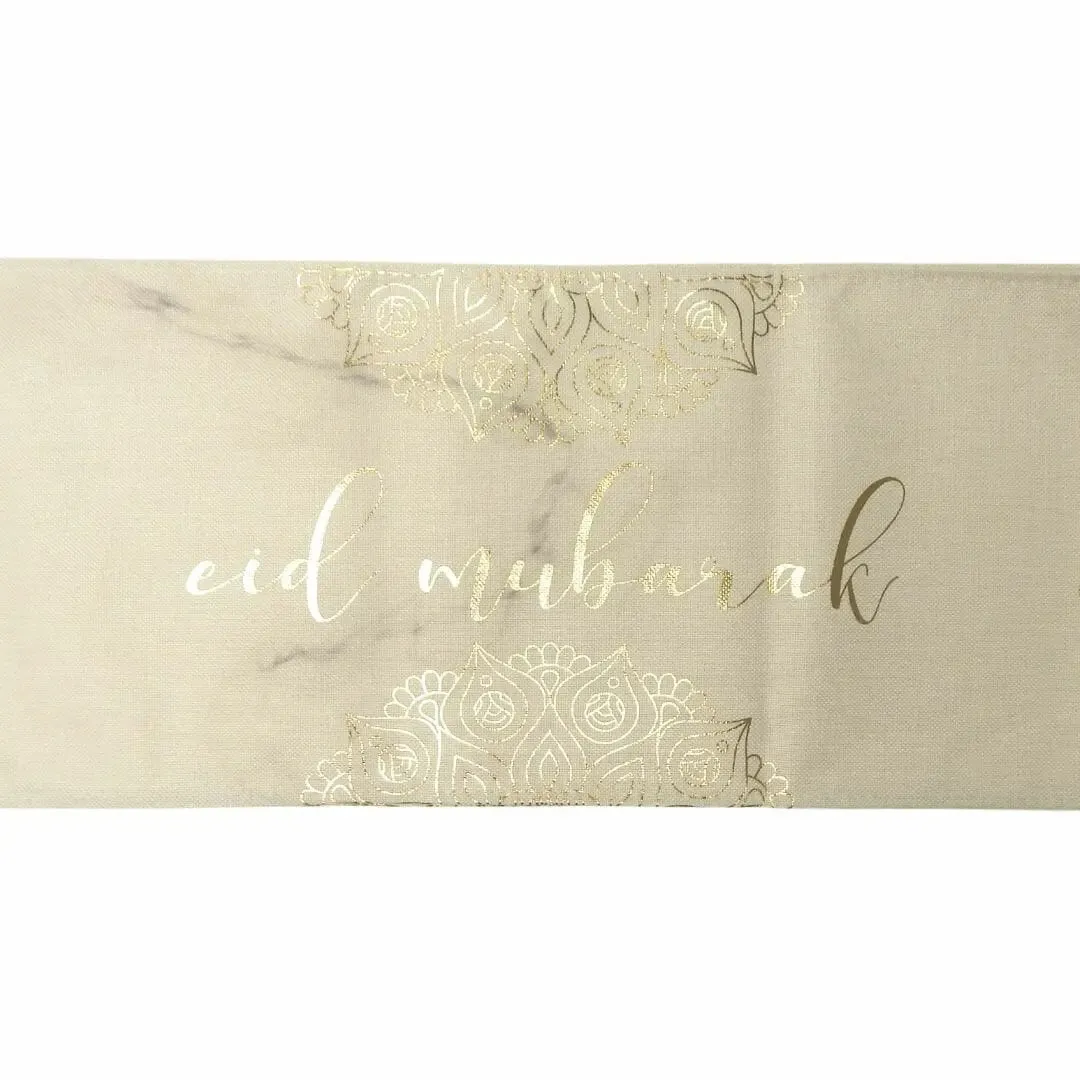 Eid Table Runner – Marble & Gold