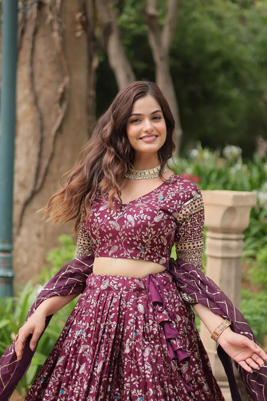 Elegant Luxurious Jacquard Golden Embroidered Lehenga Choli
