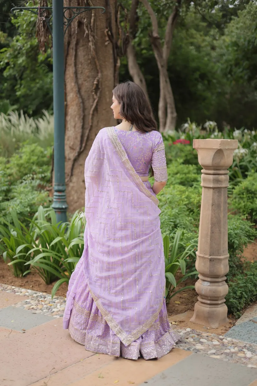 Elegant Luxurious Jacquard Golden Embroidered Lehenga Choli