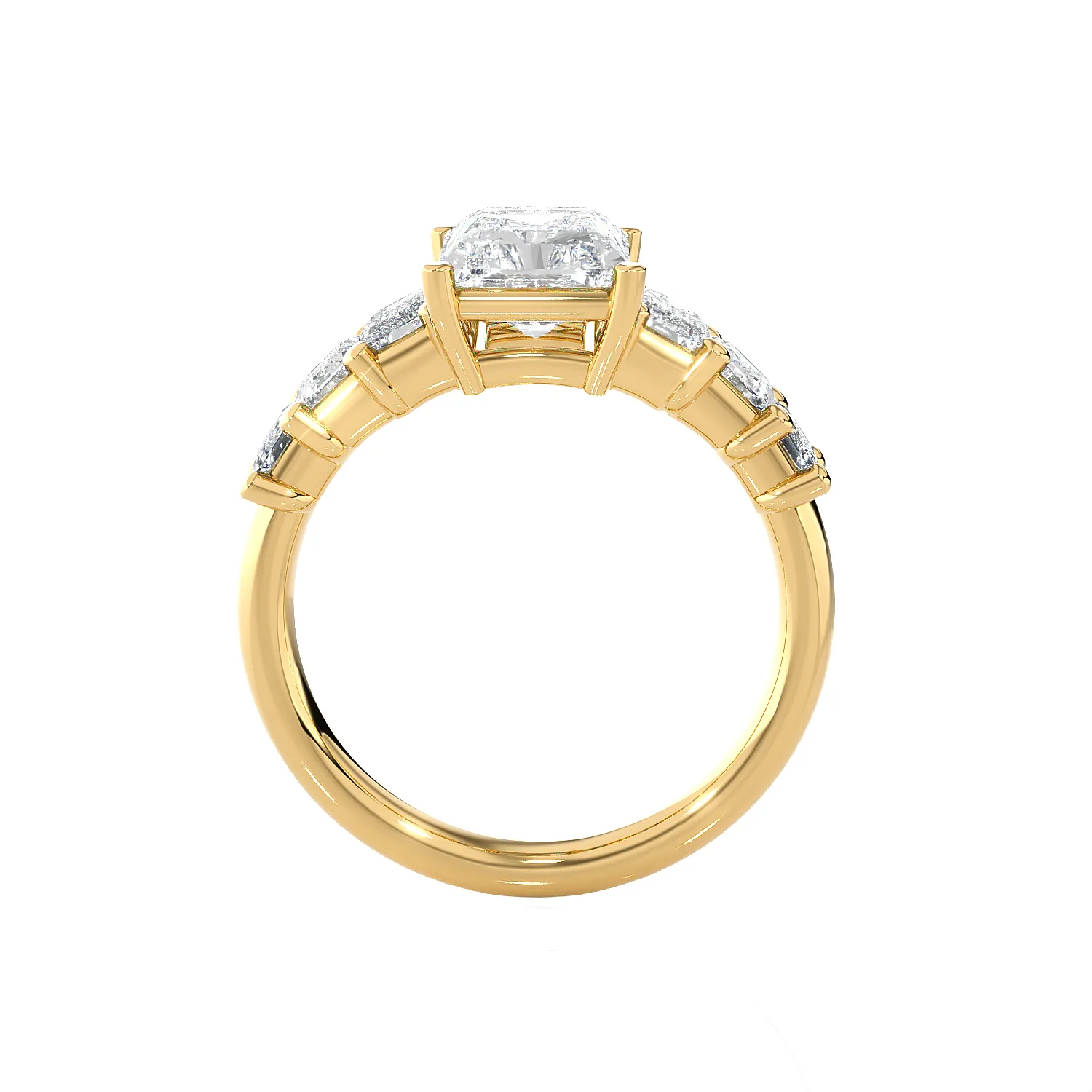 Emerald-Cut Lab Grown Diamond Side Stone Engagement Ring