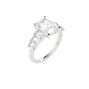 Emerald-Cut Lab Grown Diamond Side Stone Engagement Ring