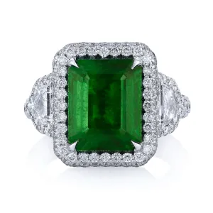 Emerald Micro Pave Diamond Ring