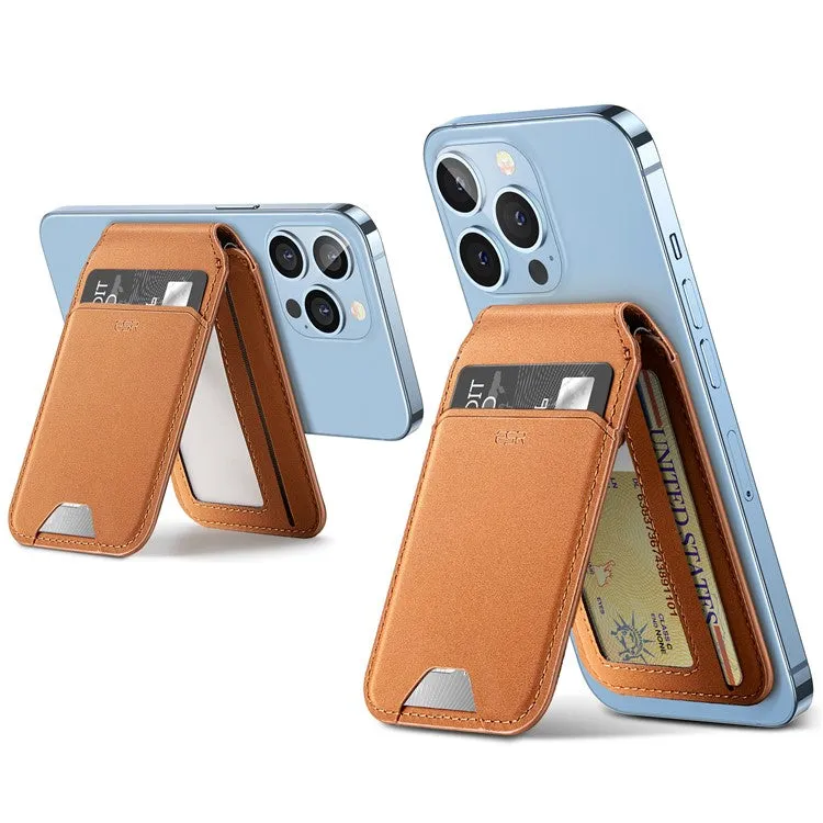 ESR - HaloLock Magnetic MagSafe iPhone Genuine Leather Wallet Credit Card Holder   Kickstand Stand - Brown