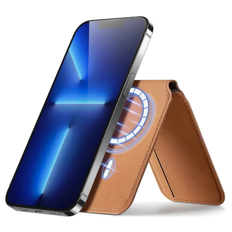 ESR - HaloLock Magnetic MagSafe iPhone Genuine Leather Wallet Credit Card Holder   Kickstand Stand - Brown