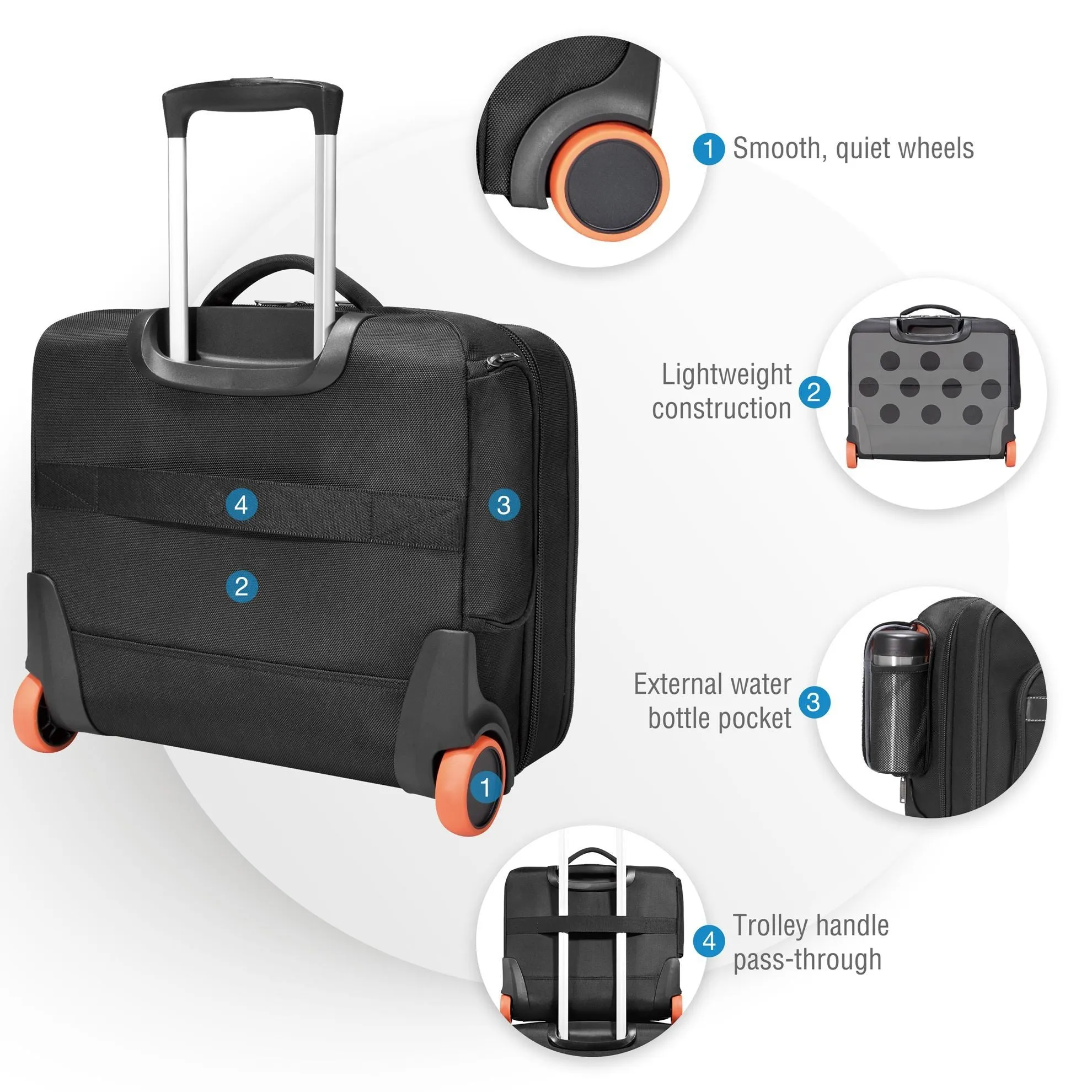 Everki Journey 16'' Laptop Trolley, Magnetic Quick Access Pocket, Trolley Handle Pass-through Strap