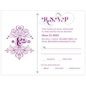 Fanciful Monogram RSVP Lavender