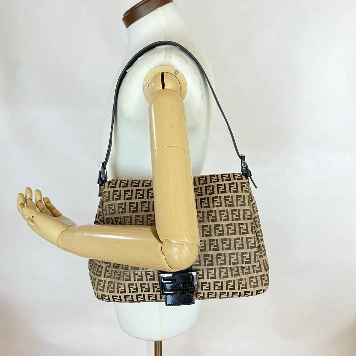 Fendi Zucchino Canvas Mamma Baguette Shoulder Bag
