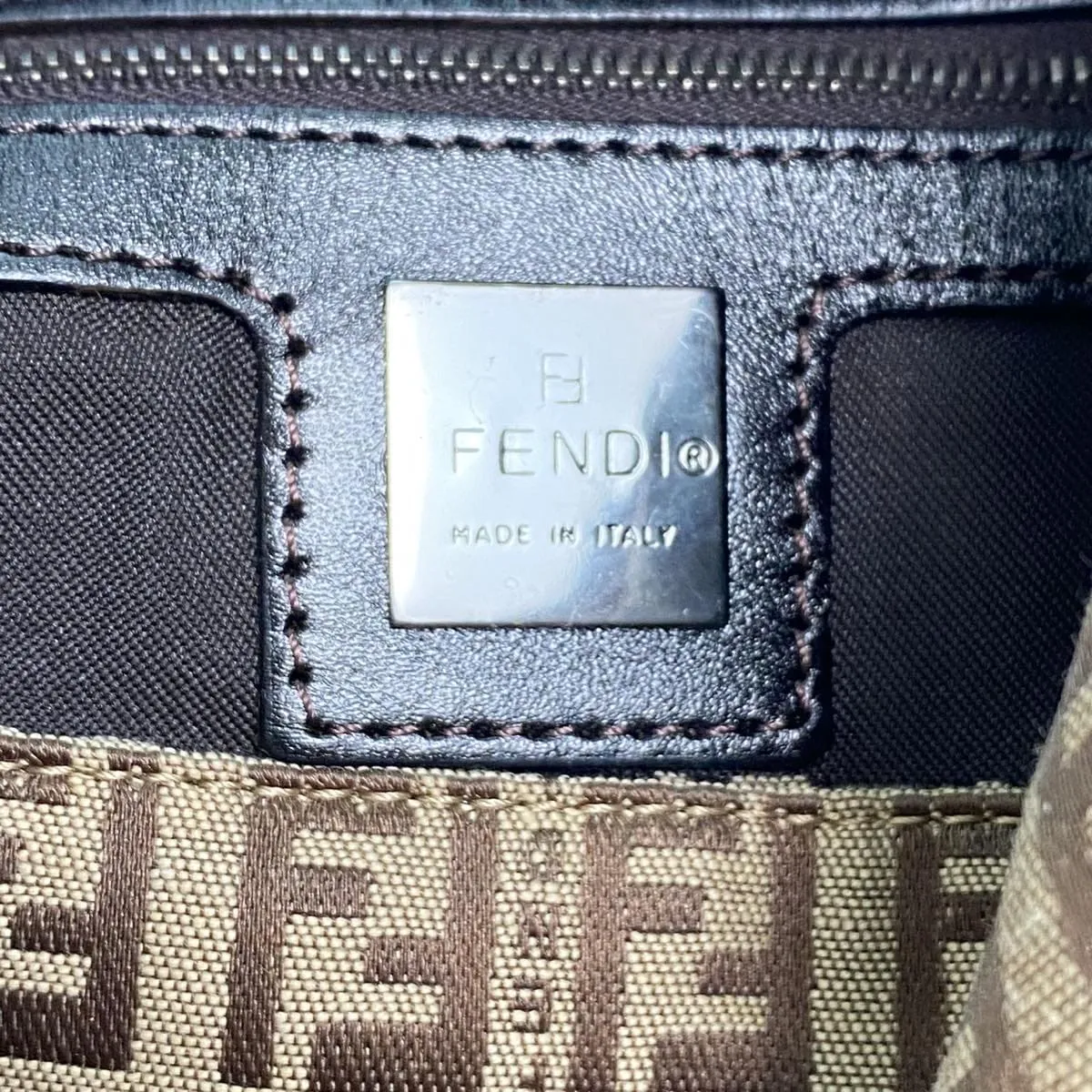 Fendi Zucchino Canvas Mamma Baguette Shoulder Bag