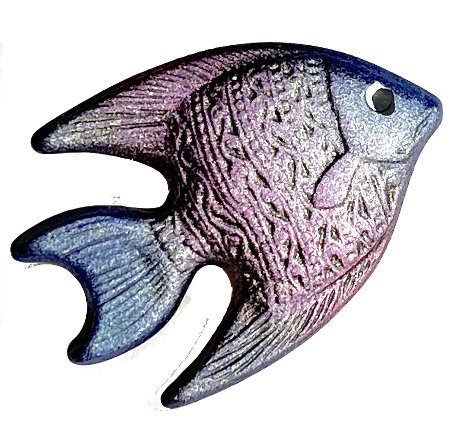 Fish Button Purple by Susan Clarke   7/8"  # SC-617
