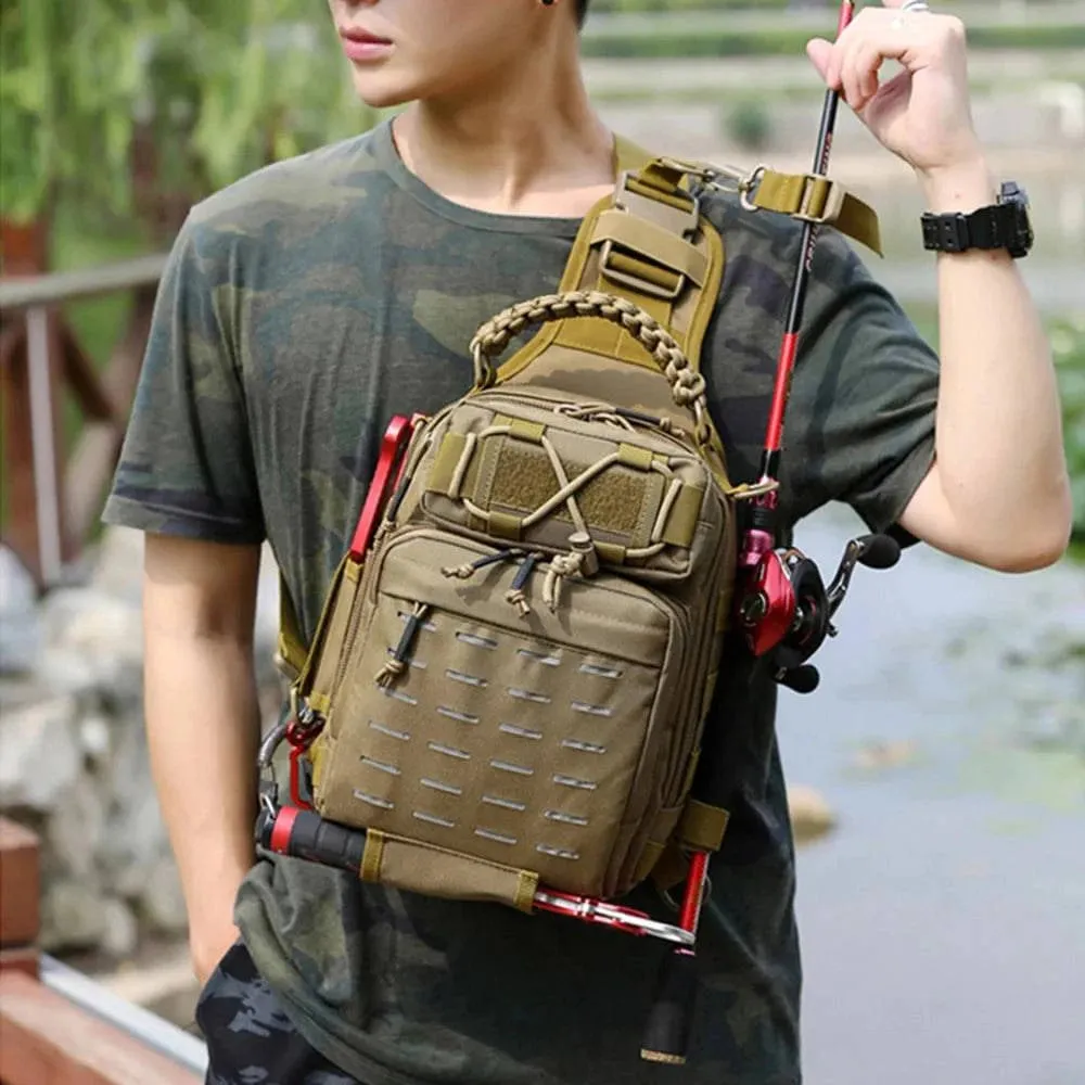 Fishing Sling Bag Fishing Tackle Storage Bag Tool Bag Oxford Cloth for Outdoor Fishing Hiking Hunting Camping