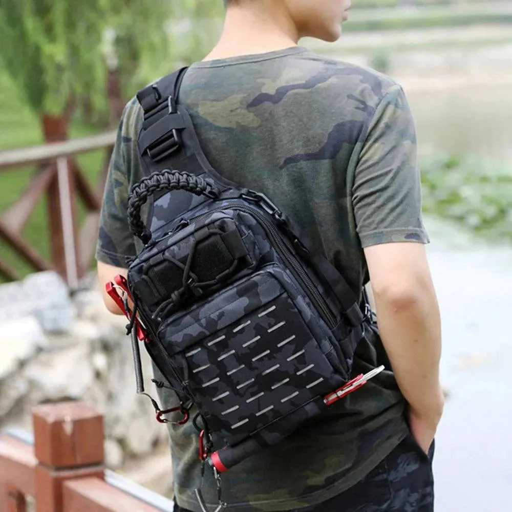 Fishing Sling Bag Fishing Tackle Storage Bag Tool Bag Oxford Cloth for Outdoor Fishing Hiking Hunting Camping