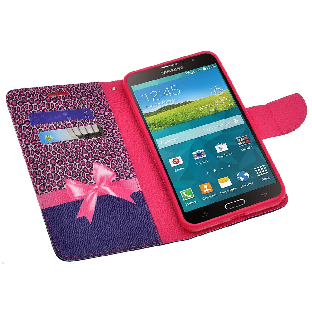 Galaxy Mega 2 Case, Wrist Strap Magnetic Fold[Kickstand] Pu Leather Wallet Case with ID & Credit Card Slots for Samsung Galaxy Mega 2 - Cheetah Print