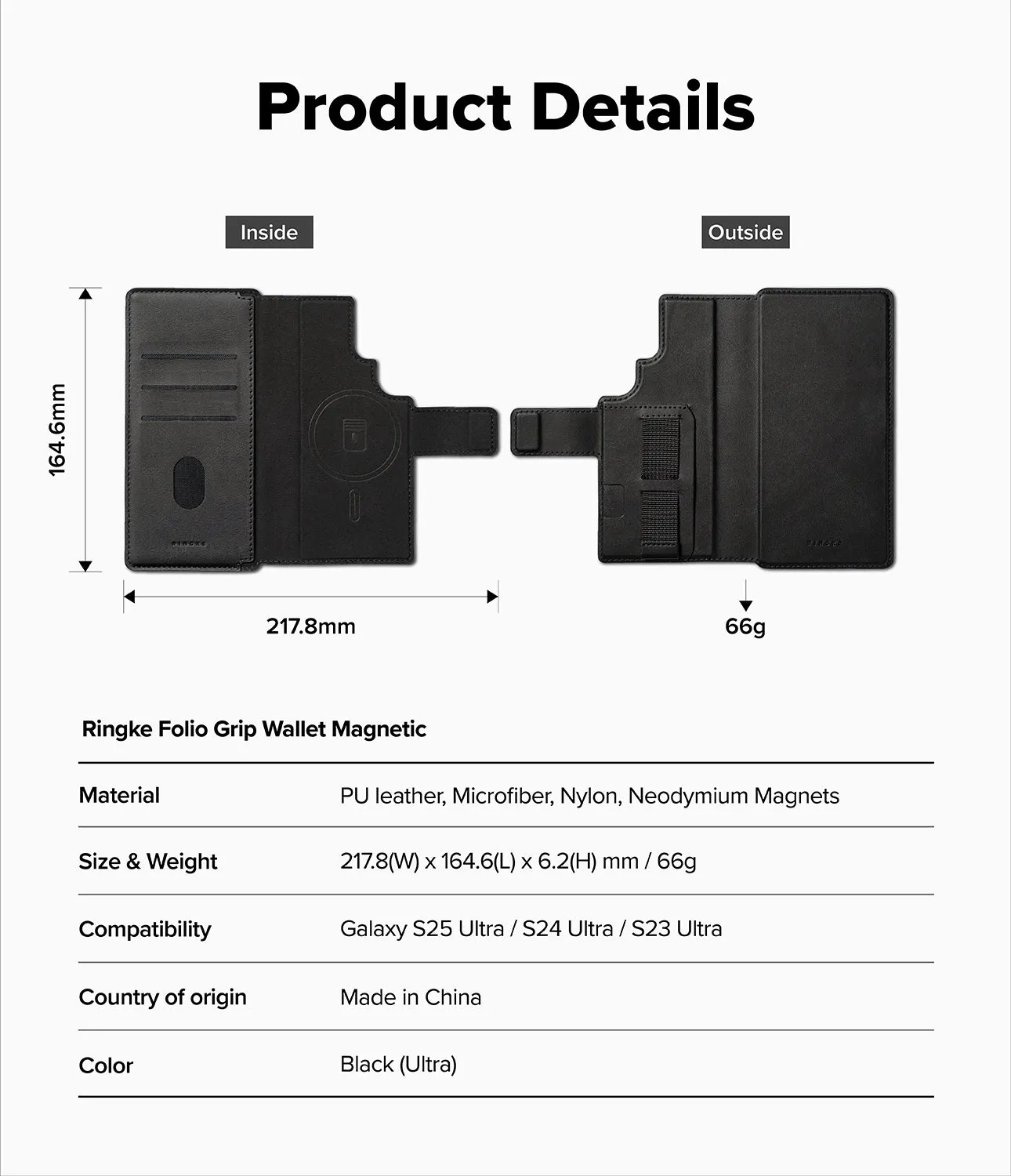 Galaxy S25 Ultra Case | Folio Grip Wallet Magnetic