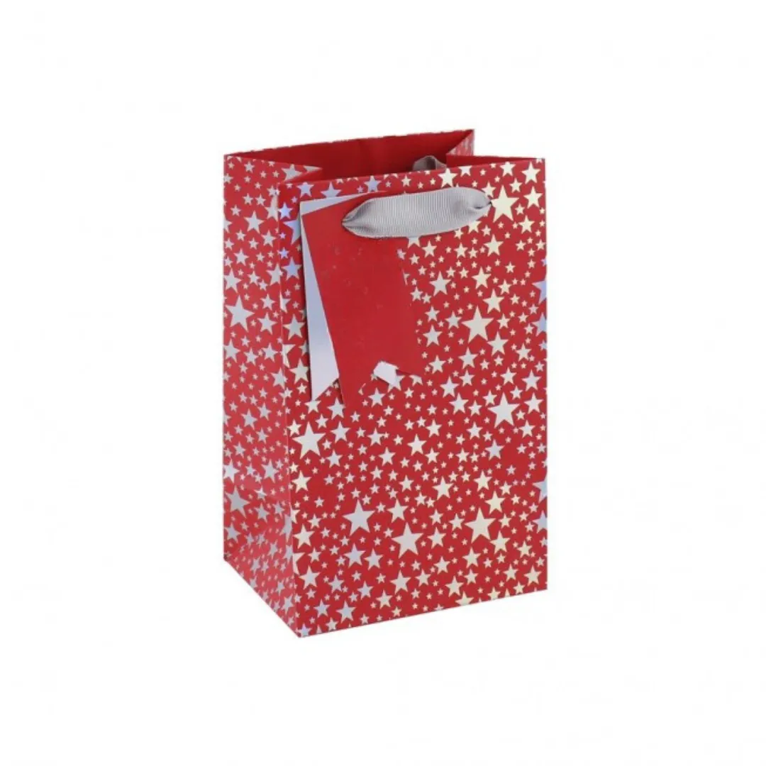 Gift Bag Perfume - Red Silver Stars