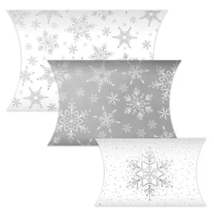 Gift Pouches - Silver & White 3 Pack Small Medium Large Drawstring Bags