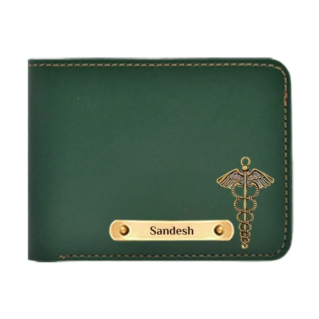 Giftana Exquisite Mens Personalized Wallet with Doctor Charm - Green