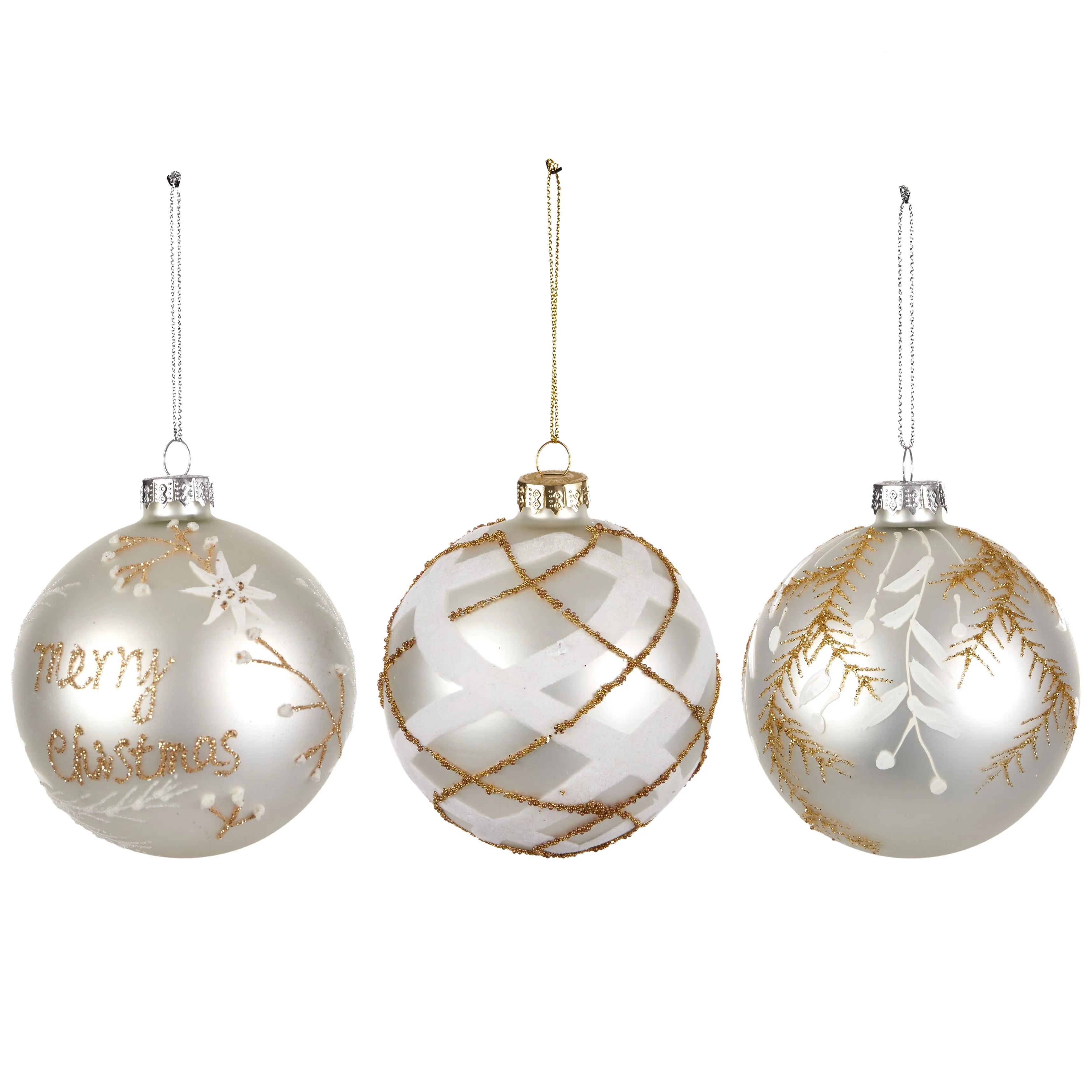 Glass Matte White Bauble 8cm