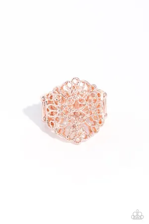 Glistening Gentry - Rose Gold Ring - Paparazzi Accessories