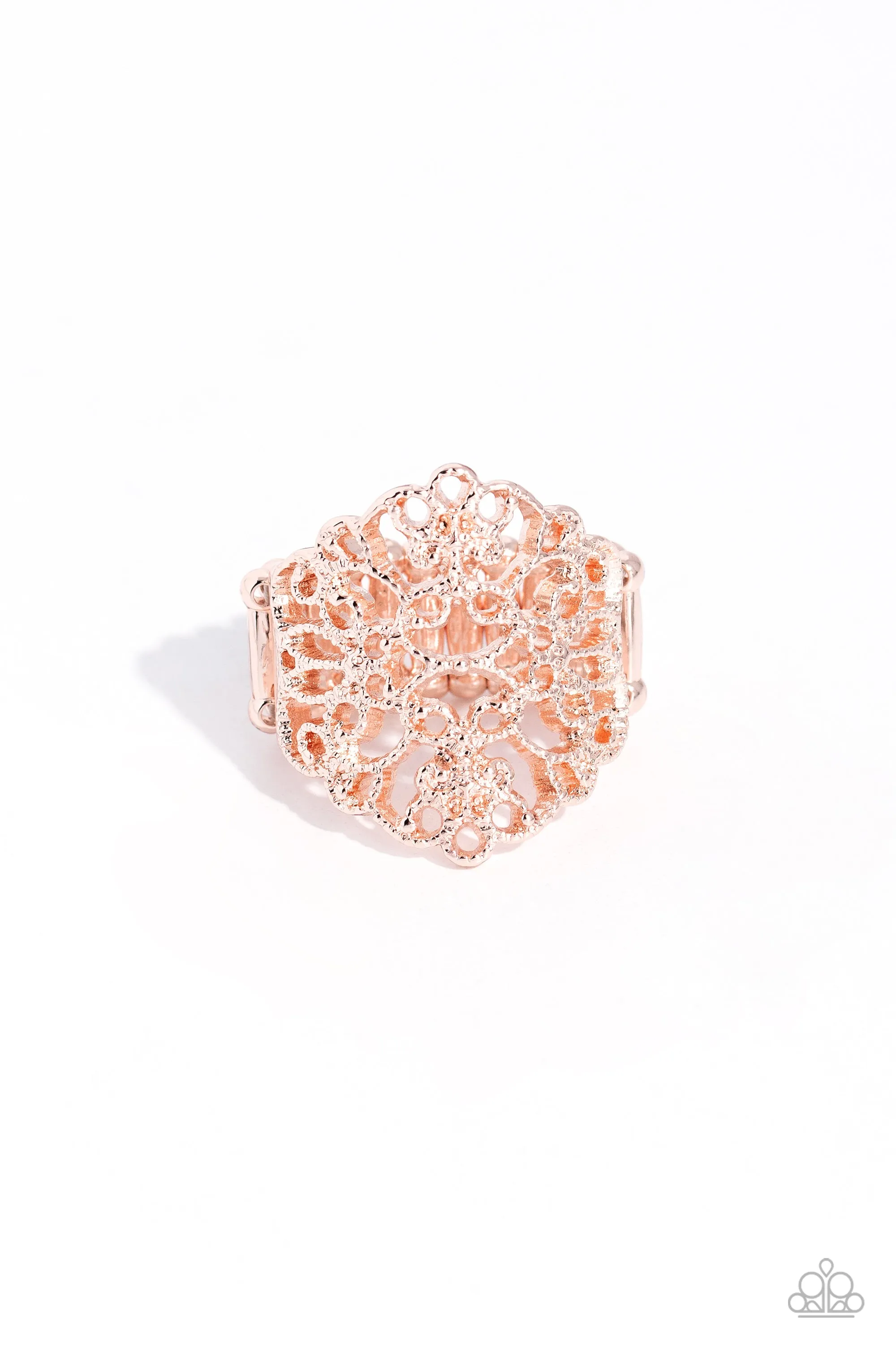 Glistening Gentry - Rose Gold Ring - Paparazzi Accessories