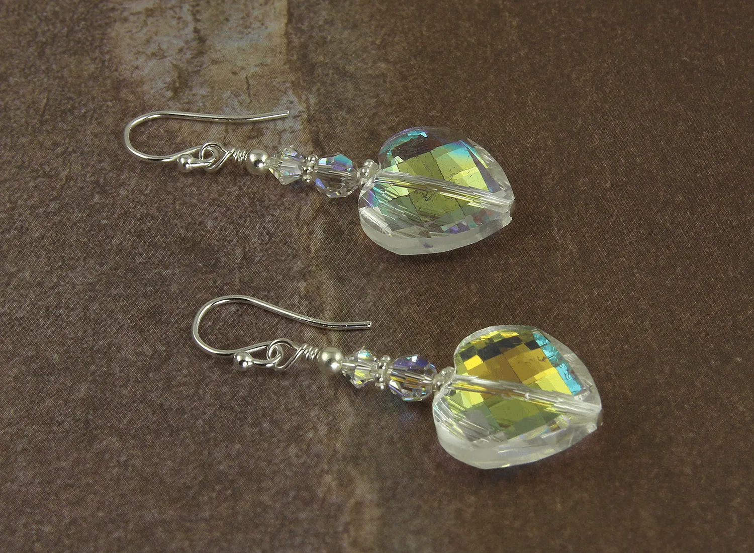 Glistening Heart Beaded Crystal Earrings