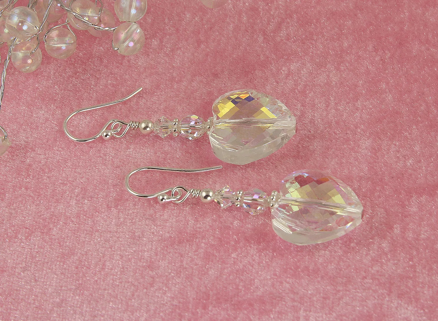 Glistening Heart Beaded Crystal Earrings