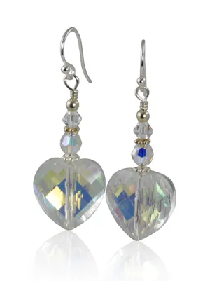 Glistening Heart Beaded Crystal Earrings