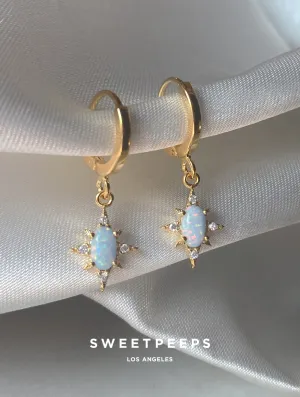 Glistening Opal Star Hoops
