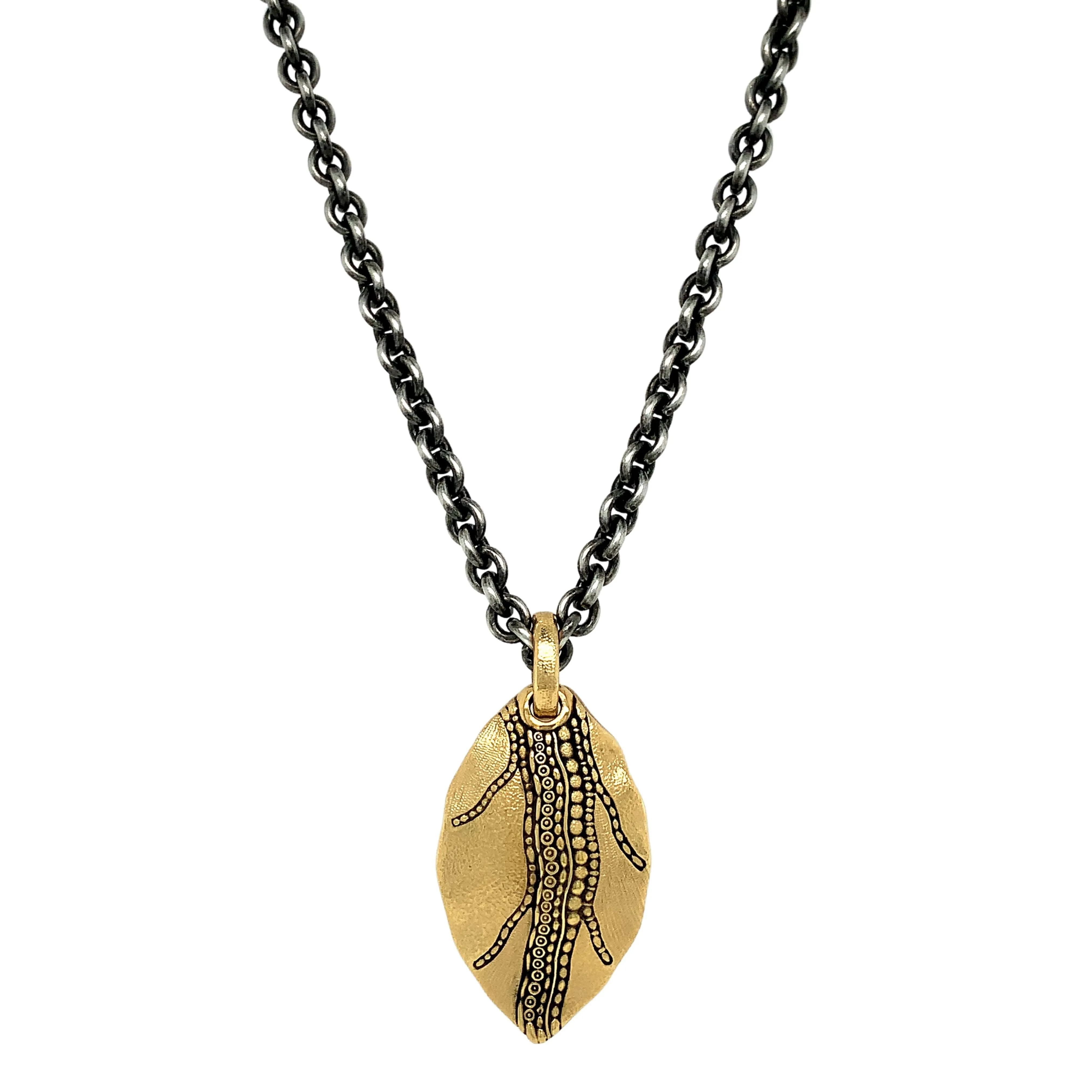 Glistening Textured Leaf Pendant