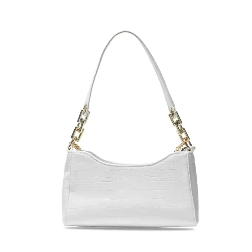 Glossy croco chain handle sling bag