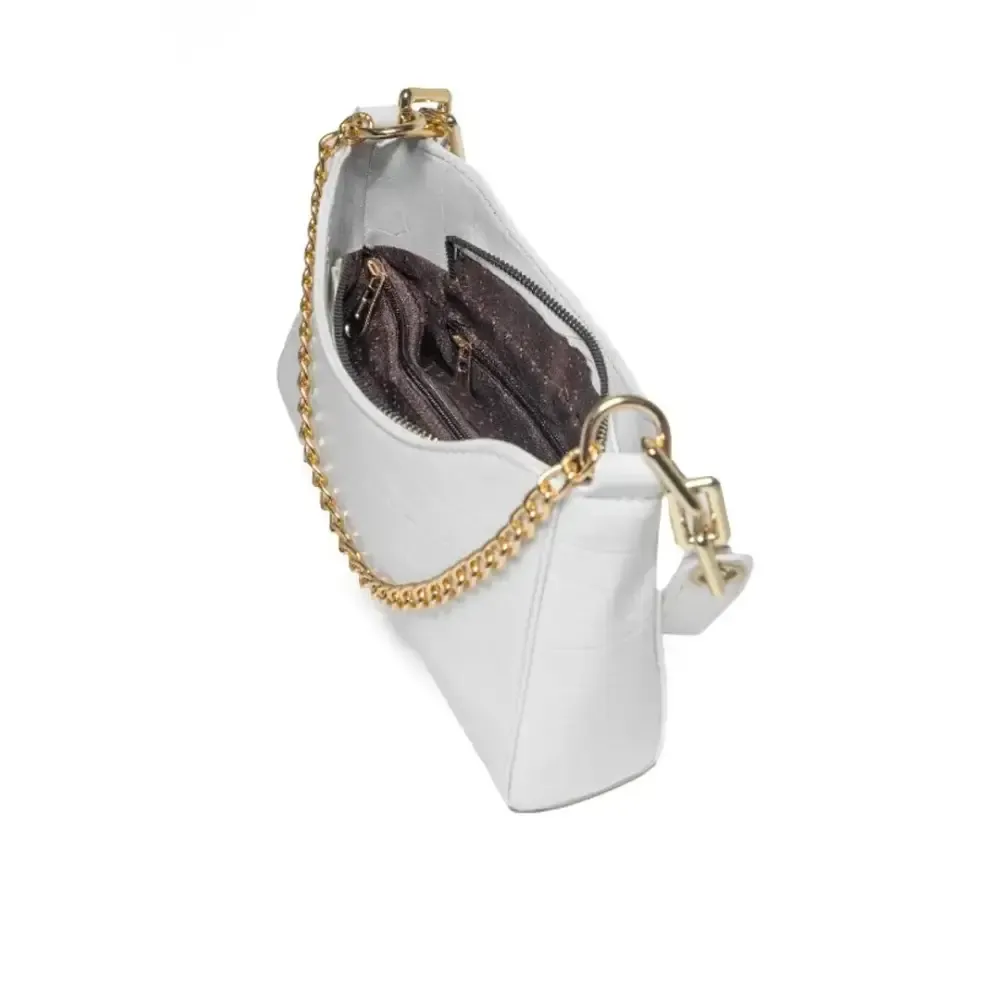 Glossy croco chain handle sling bag