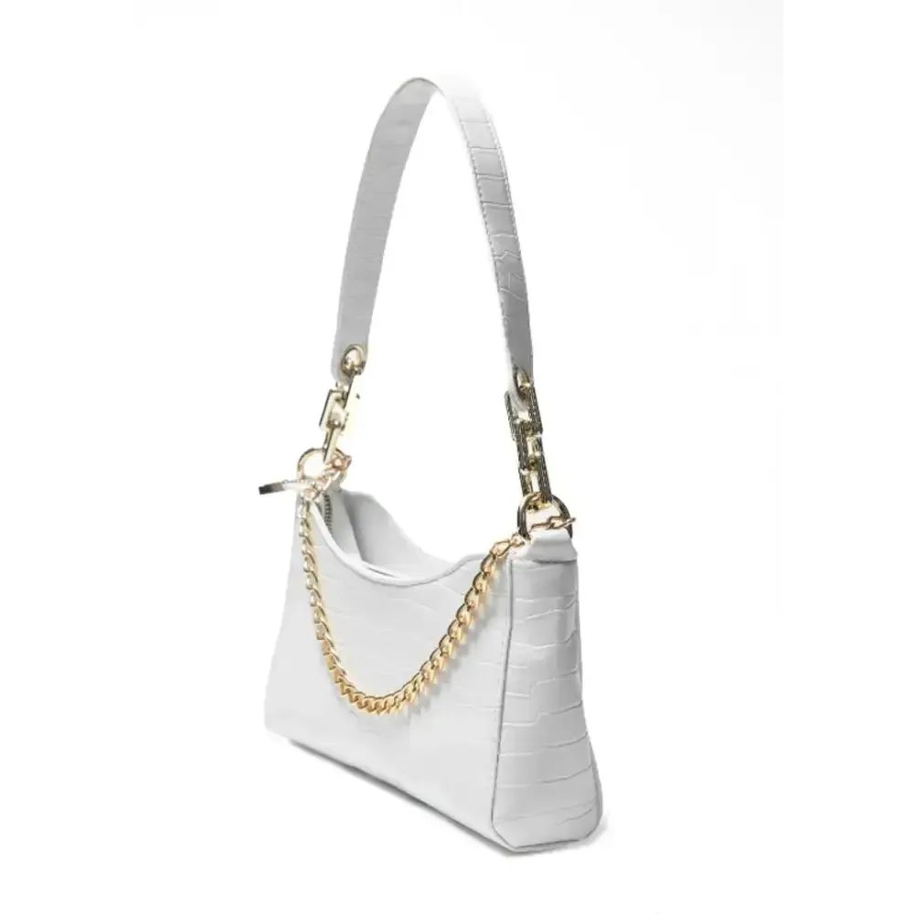 Glossy croco chain handle sling bag