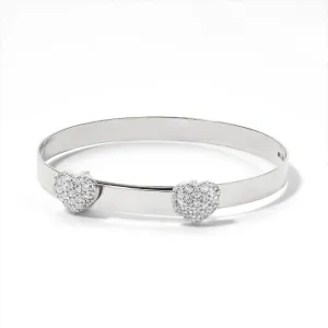 Gold Double Heart CZ Expandable Baby Bangle