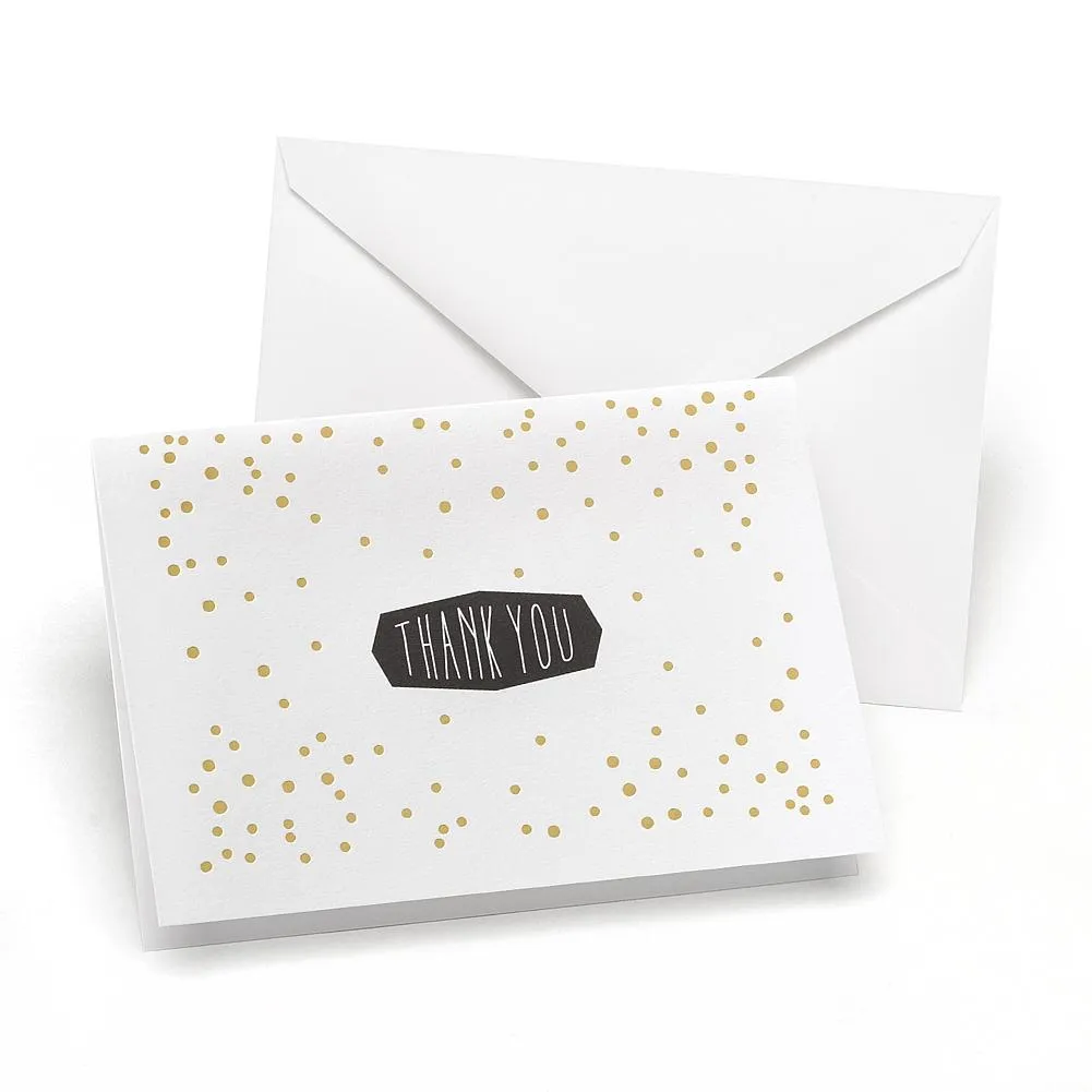 Gold Polka Dot Thank You Notes and Envelopes (Set of 50)