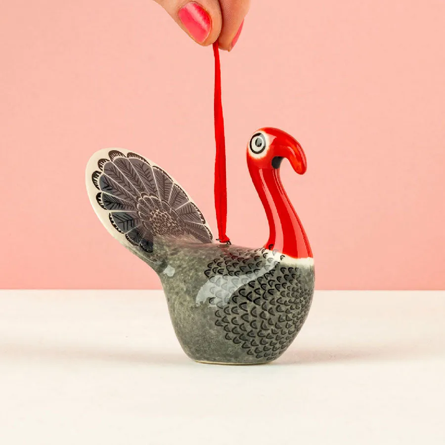 Handmade Ceramic Turkey Hanging Decoration x 4