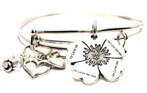 He Loves He Loves Me Not Flower Expandable Bangle Bracelet Set