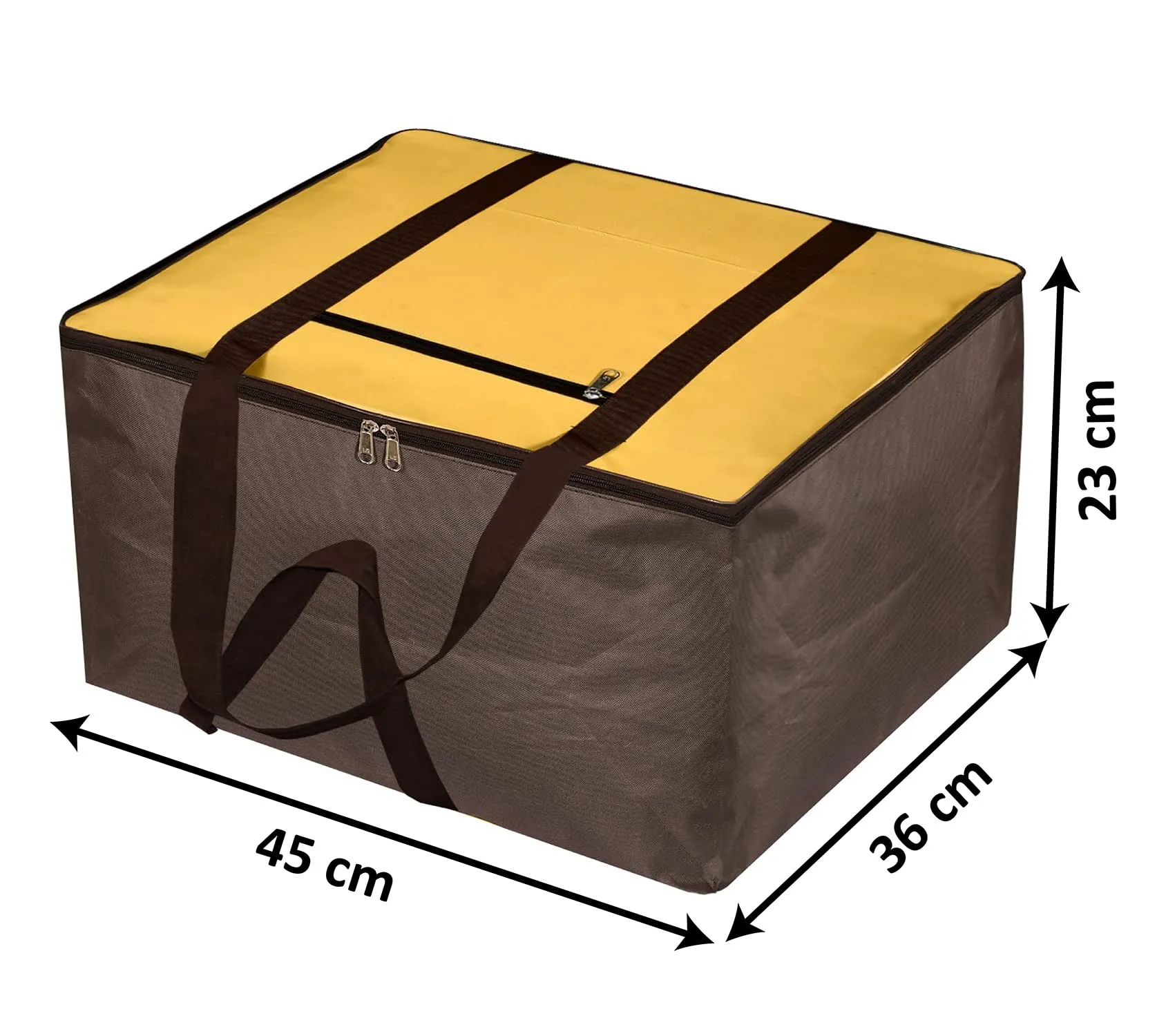 Heart Home Moisture Proof Wardrobe Organizer Storage Bag For Clothes With Zipper Closure and Handle- Pack of 2 (Yellow & Brown)-HS43HEARTH26655