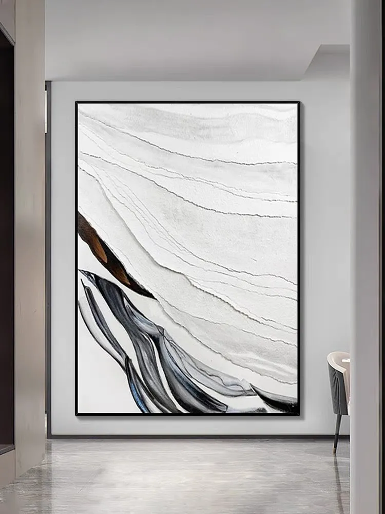 Heavy White and Black Textured Painting