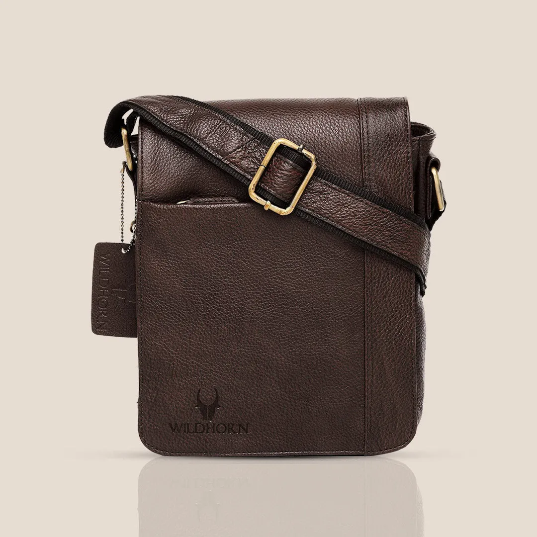 HEMSLEY Leather Sling Bag for Men